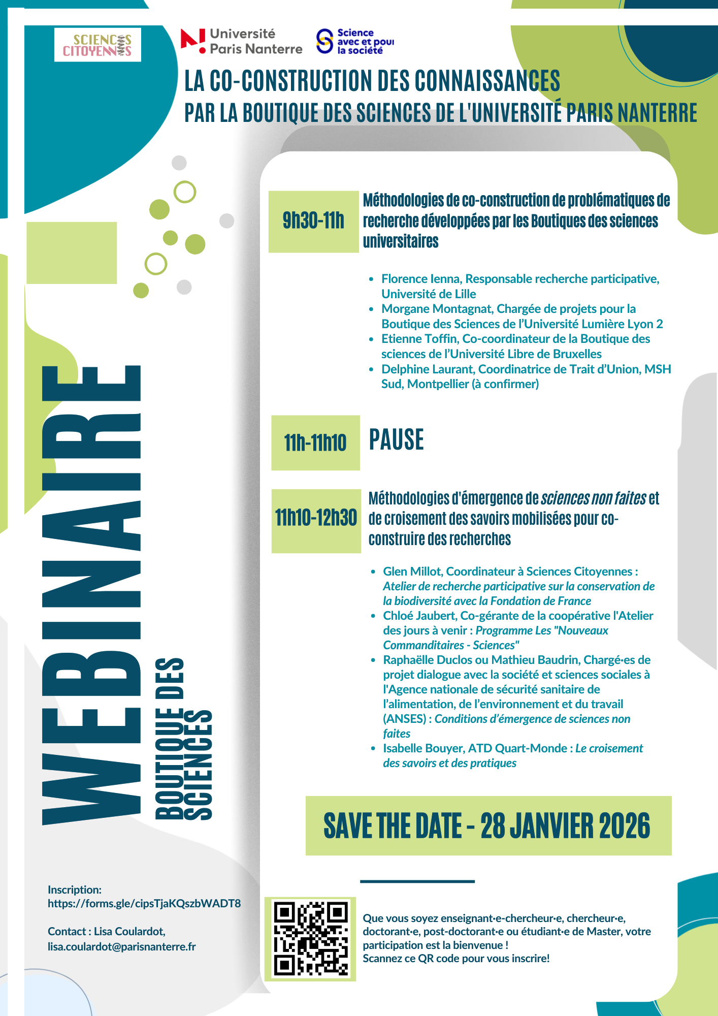 Affiche Webinaire Boutiques des sciences